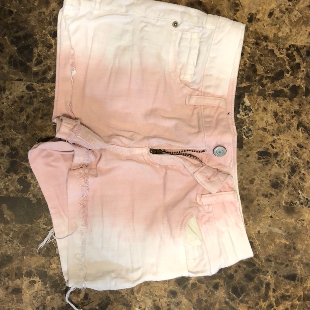 Pink and white imperial star jean shorts!